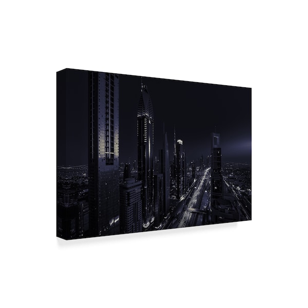 Andreas Agazzi 'Dark Cityscape Modern' Canvas Art,12x19